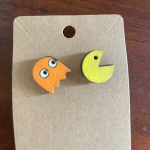 Bundle 3 for $12.  Wooden Pac Man stud earrings.